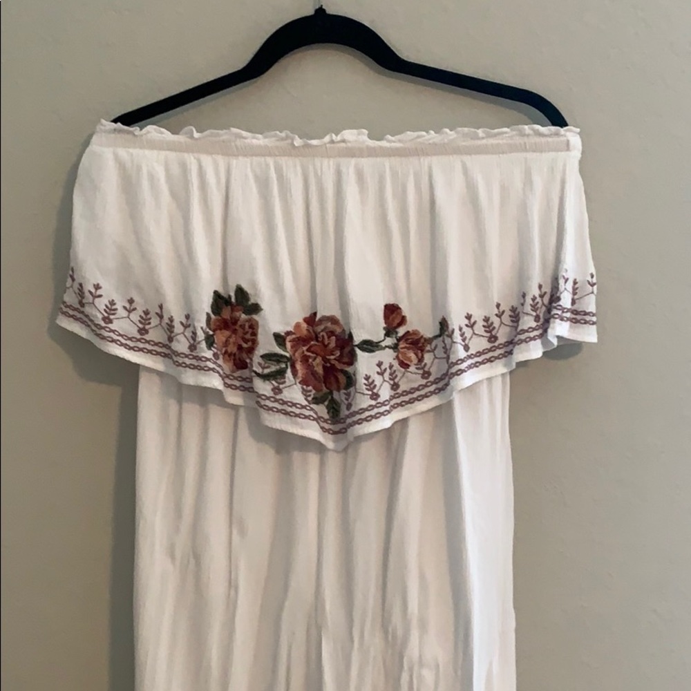 White floral strapless jumpsuit